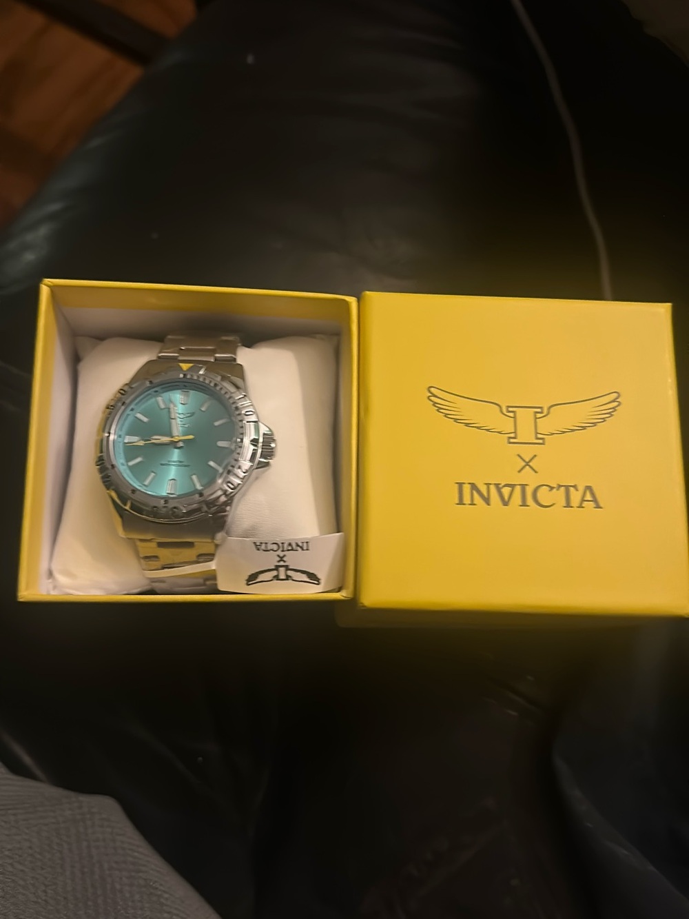 Invicta Men’s Silver Watch with Turquoise Dial